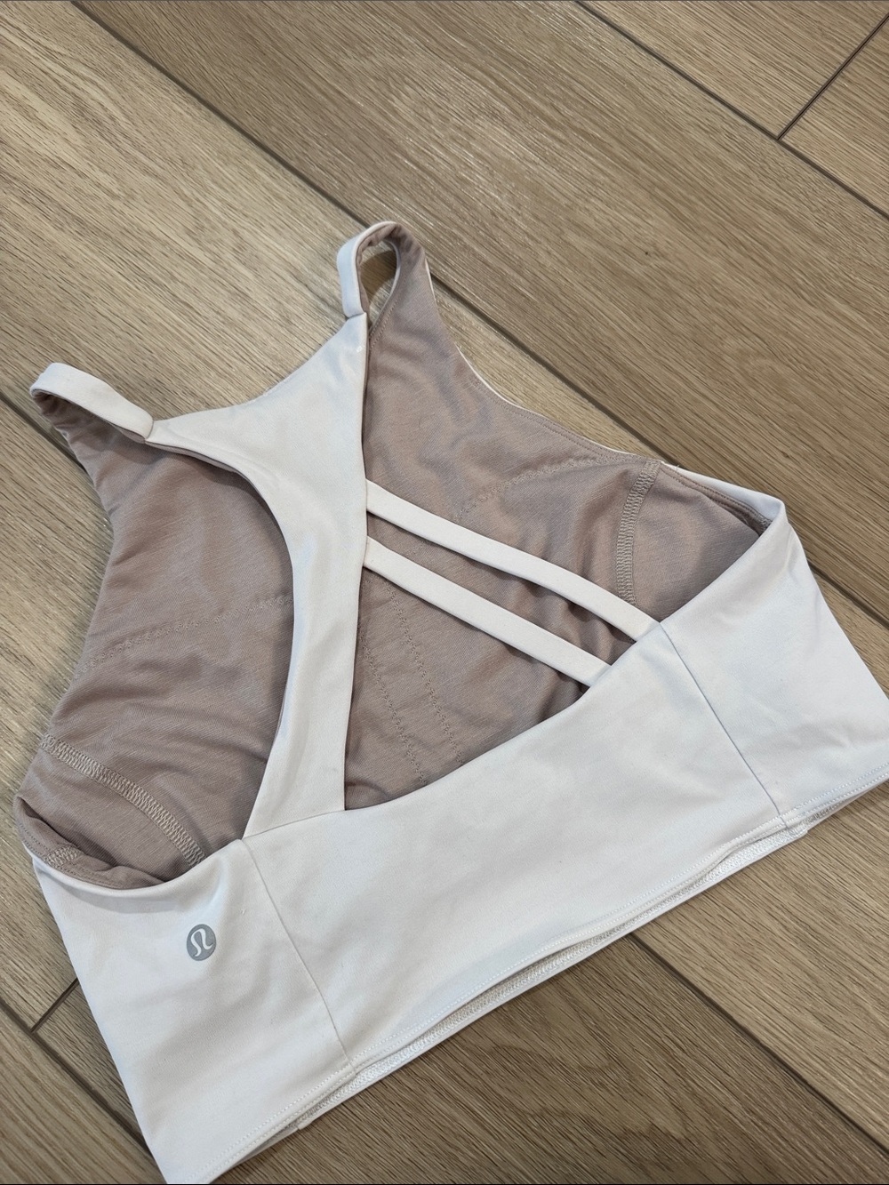 Lululemon Strong Lines Bra Medium Support Sports Bra Sz 8 White high neck run - Picture 4 of 12